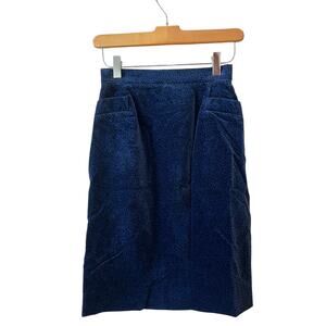 Vintage Krizia dark blue velvet animal print skirt